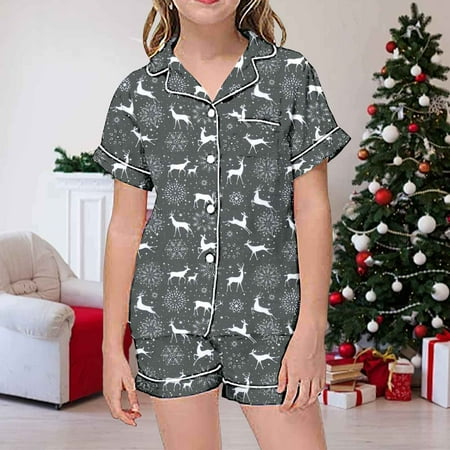 

Gunia Girls Outfits Sets For Toddler Kids Snowman Snowflake Shirt And Pant With Pockets Short Sleeve Pjs Comfortable Homewear For Baby Size 2-3 Years