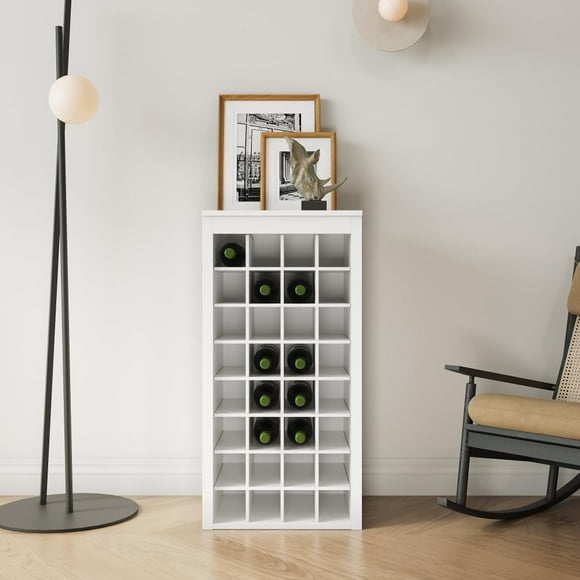 Brown Walnut Color Modular Wine bar Cabinet with Storage Shelves with Hutch for Dining Room (White + MDF-1)