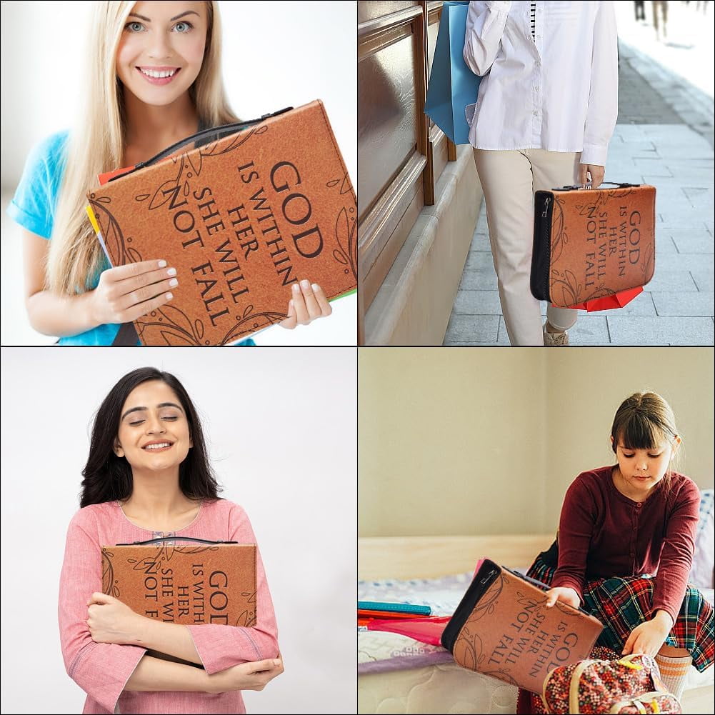 Bible Cases Fit 10.2 x 7.4 x 1.5In with PU Bookmark Book Cover Peru Books Sleeve Bibles Word Travelbook Wristlet Strap Covers Gifts for Friend Mixed Color