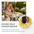 thumbnail image 4 of Round Outdoor Tablecloth with Umbrella Hole and Zipper, Yellow Sunflowers Tablecloth with Elastic Waterproof, Vintage Country Flowers Butterfly Wood Board Patio Table Covers for 55" - 60" Tables, 4 of 9
