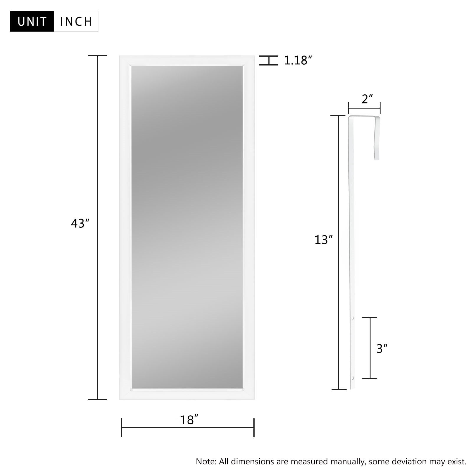 Door Mirror Wall-Mounted Mirror Full Length Mirror,for Living Room Bedroom,43"*18",White