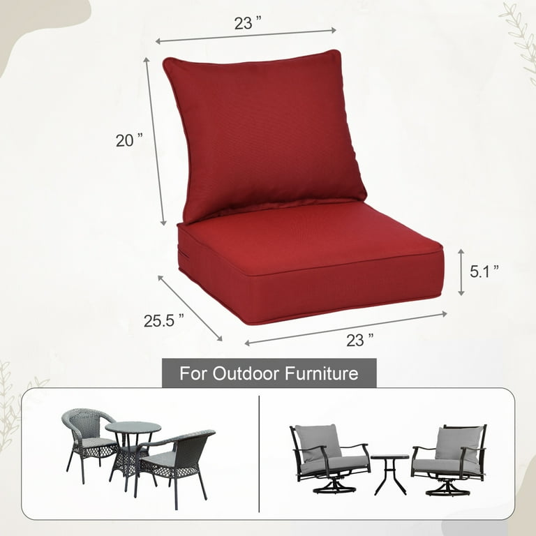 BPS 23x26 Inch Outdoor Deep Seat Cushion Set, Water Resistant