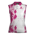 thumbnail image 2 of Personalized Hot Pink Argyle Color Lady Play Bowling Women Sleeveless Polo XS-4XL, 2 of 5