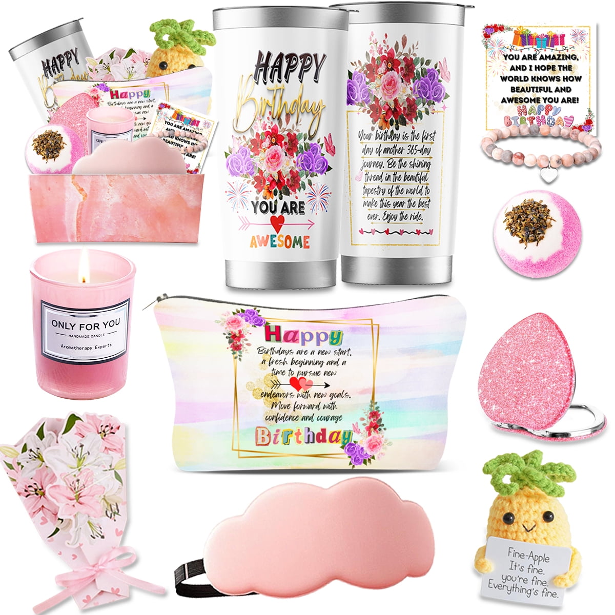 Birthday Gifts for Women, Gifts for Women Birthday Unique,Happy Birthday Gift Basket for Her,Unique Bath Spa Gifts Box,Gift Set for Best Friends Mom Sister Wife Her Girlfriend Coworker Bestie