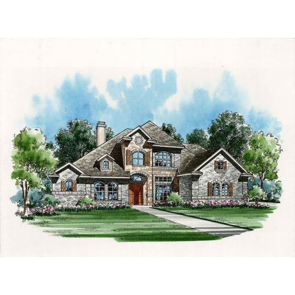 015-865: Luxury Traditional 4 Bed, 5 Bath Luxury Home Plan, 3832 Sq Ft: Full Blueprints with License to Build by Home Plan Marketplace - Lesuto