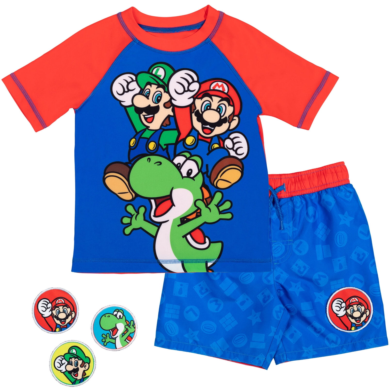 SUPER MARIO Nintendo Luigi Mario Yoshi Little Boys Swim Rash Guard Swim ...