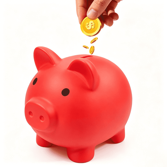 SUSWIM Large Piggy Banks, Cute Plastic Pig Money Box, Piggy Bank for Girls and Boys, Unbreakable Plastic Coin Bank Fun Gifts for Birthday, Festival, Baby Shower (Red)