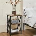 thumbnail image 3 of Alden Design Industrial 3-Tier Wooded End Table with Metal Frame for Living Room, Rustic Brown, 3 of 7