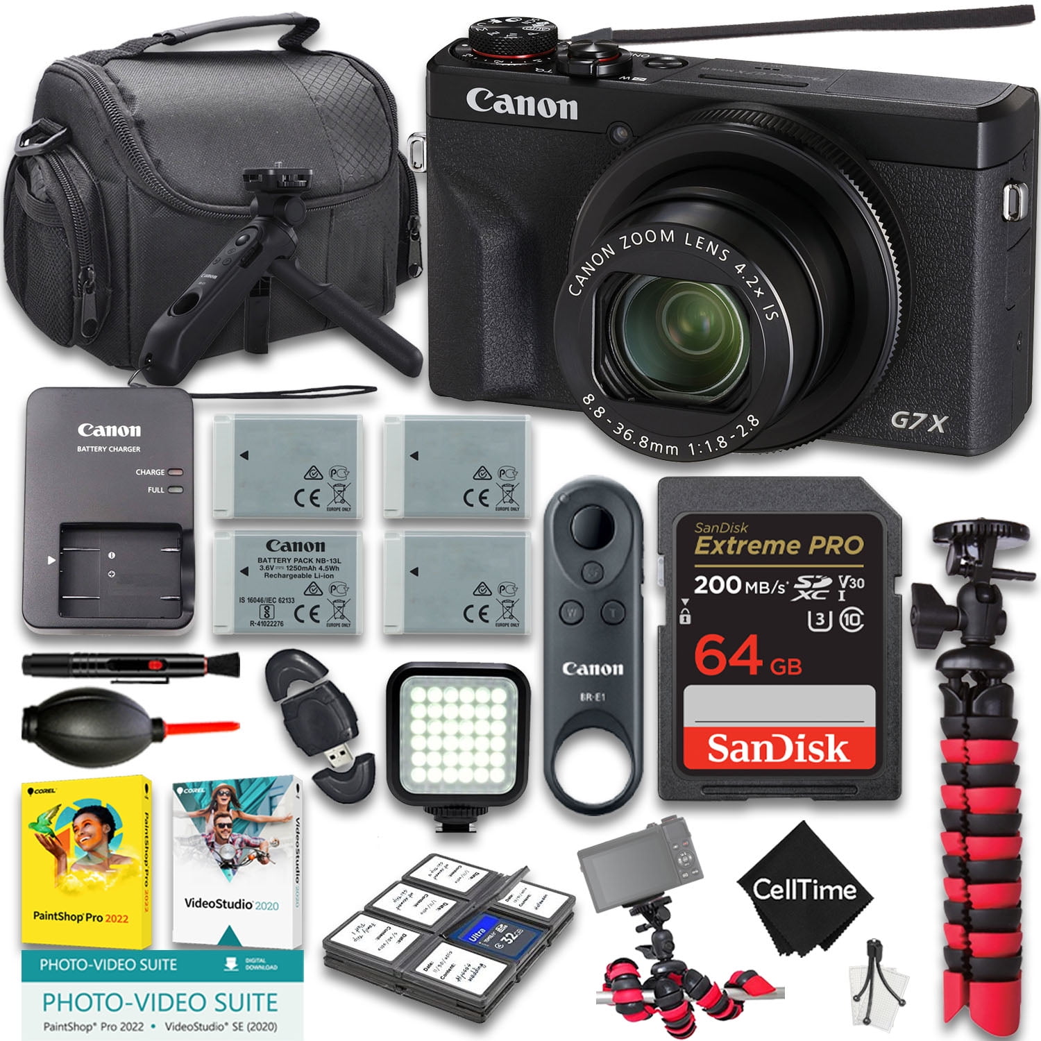 キャノン　Canon PowerShot G7X ブラック Canon PowerShot G7X Mark III 20.2MP 4K Digital Camera+ 32GB Deluxe