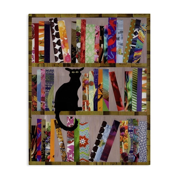 Stupell Industries Eclectic Bookcase Cat Collage Modern Design Canvas Art, 16 x 20, by Artpoptart