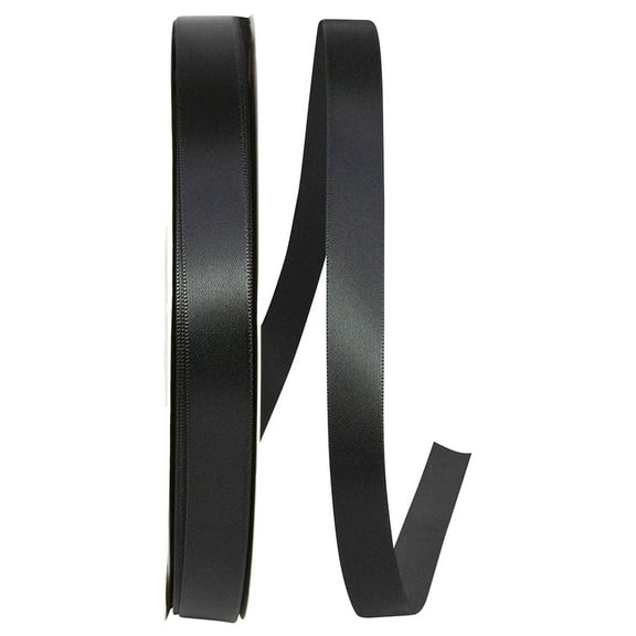 Reliant Ribbon - 5150-031-03C, Single Face Sfs Satin Ribbon, Black, 5/8 Inch, 100 Yards