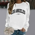thumbnail image 2 of Fiaer Womens Crew Neck Pullover Sweatshirts Long Sleeve Letter Graphic Plus Size Loose Fit Casual Trendy Breathable Tops White XL, 2 of 6