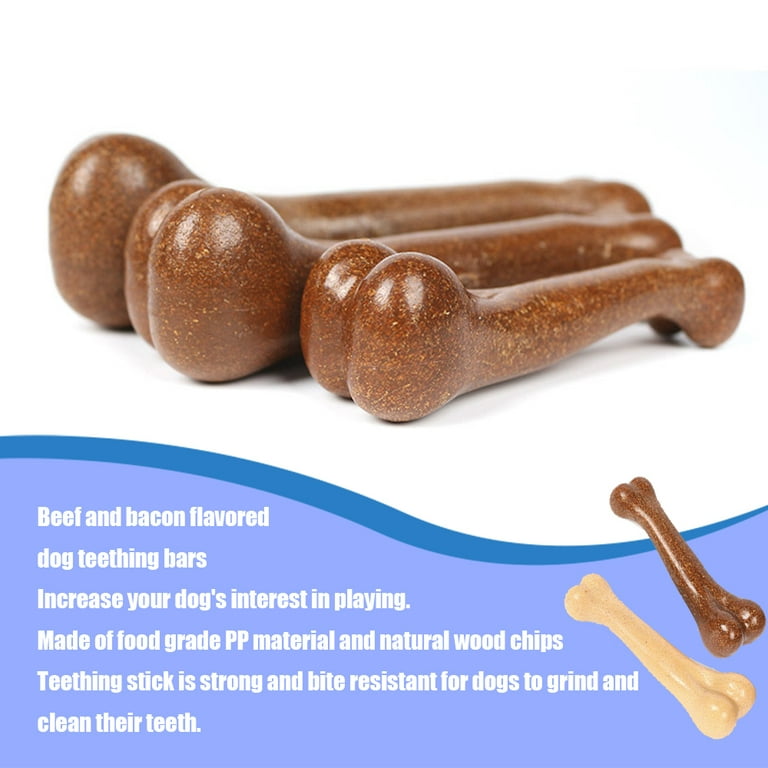 Aelflane Dog Chew Toys for Aggressive Chewers,Indestructible Dog Toy ,Tough  Nylon Double-Bone Dog Chew Toy,Bacon Flavor