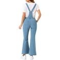 thumbnail image 3 of INSPIRAR CHIC Mono de mezclilla casual para mujer con cuello en V, cremallera y campana, pantalones de mezclilla XL color azul claro, 3 of 5