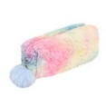 thumbnail image 2 of PureCasa Plush Gradient Rainbow Pencil Case, Large Capacity Pen Pouch Bag with Zipper and Fleecy Hairball, Office Stationery Storage, 1 Pack, 8.2"x3.5"x2.4", 2 of 9