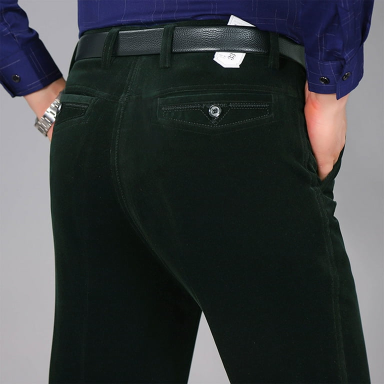 cllios Men's Corduroy Pant Big and Tall Straight Fit Flat-Front
