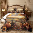 thumbnail image 2 of Erosebridal Pumpkin Harvest Quilt King 3 Pieces,Fall Rustic Cabin King Coverlet Set,Gold,1 Bedspread and 2 Pillowcases, 2 of 7