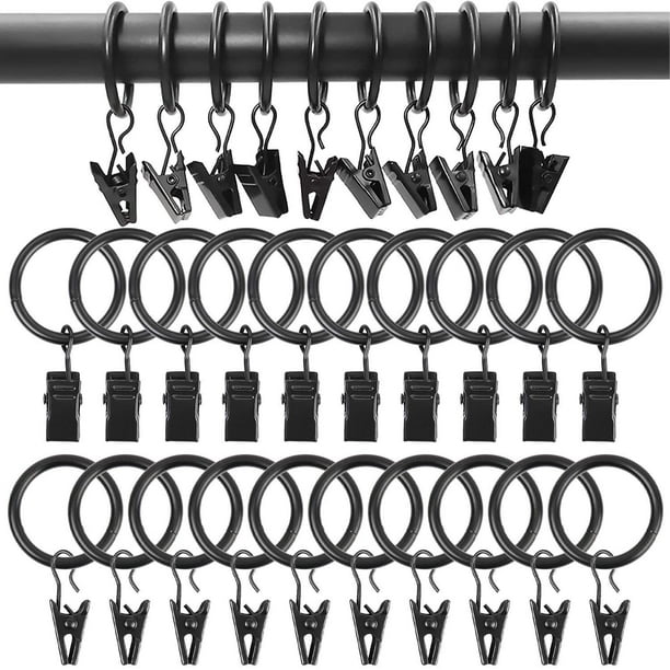 30 Pieces Curtain Rings, Curtain Rings Black 25mm Curtain Rings With
