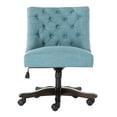thumbnail image 3 of SAFAVIEH Soho Tufted Swivel Desk Chair with Caster, Light Blue Linen, 3 of 9