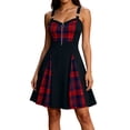 thumbnail image 6 of Stamzod A Line Dresses for Women Fashion Plaid Patchwork Gothic Dress O-Ring Straps Halloween Mini Dress, 6 of 6