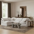 thumbnail image 2 of Meridian Furniture Indulge 129" Velvet L-Shaped Modular Sectional in Cream, 2 of 10