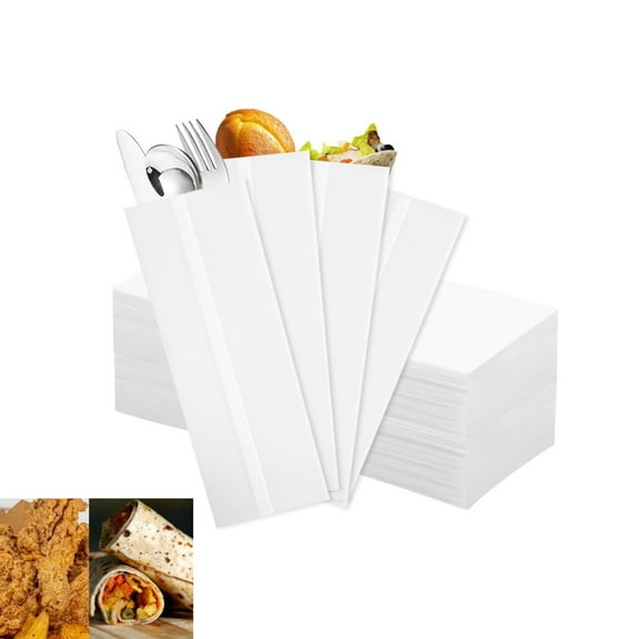 Silverware Sleeves Paper,200pcs Disposable Kraft Paper Lunch Bags,QZS Silverware Sleeves Stock Bags for Party Supplies,Table Setting