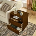 thumbnail image 2 of Mid-Century Modern Nightstand, Wooden End Side Table With Storage Drawers Open Shelf and Charging Station For Living Room Bedroom Office, 2 of 12