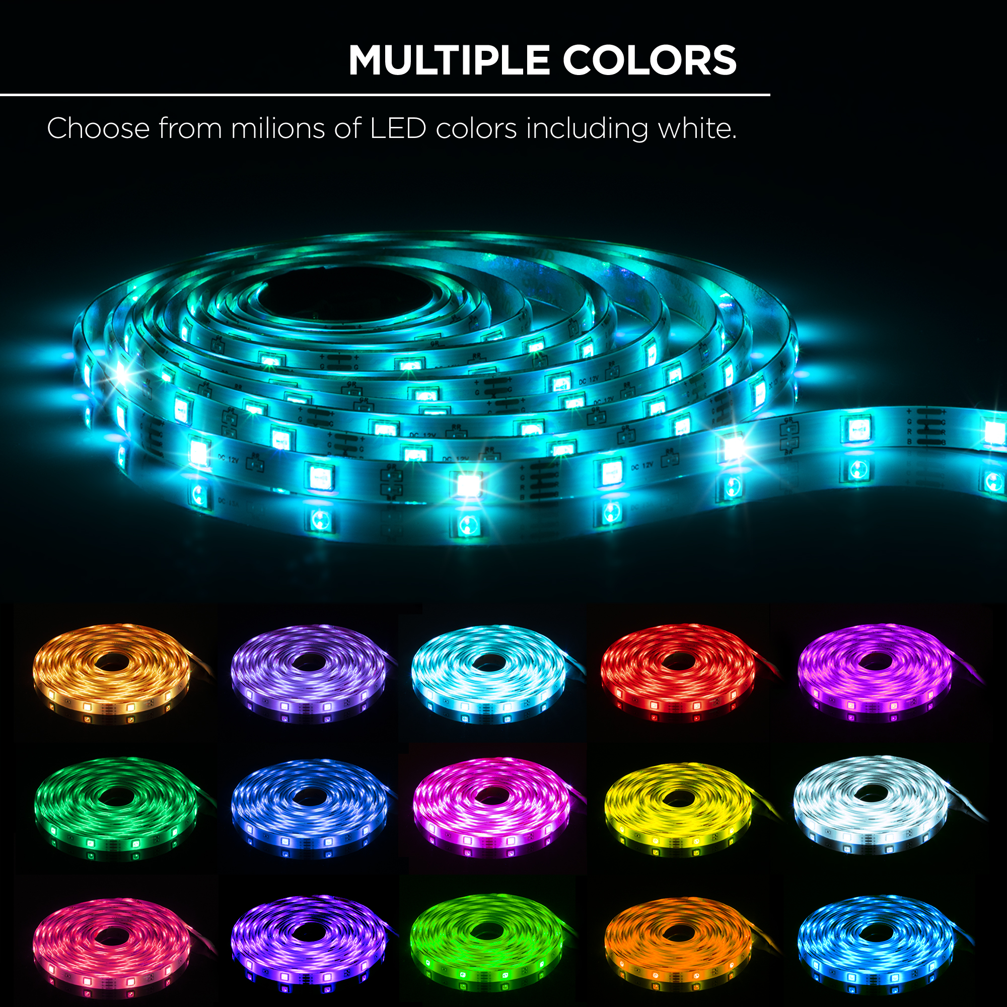 Merkury Smart LED Strip Lights, 16ft RGB Wi-Fi Dimmable photo 6