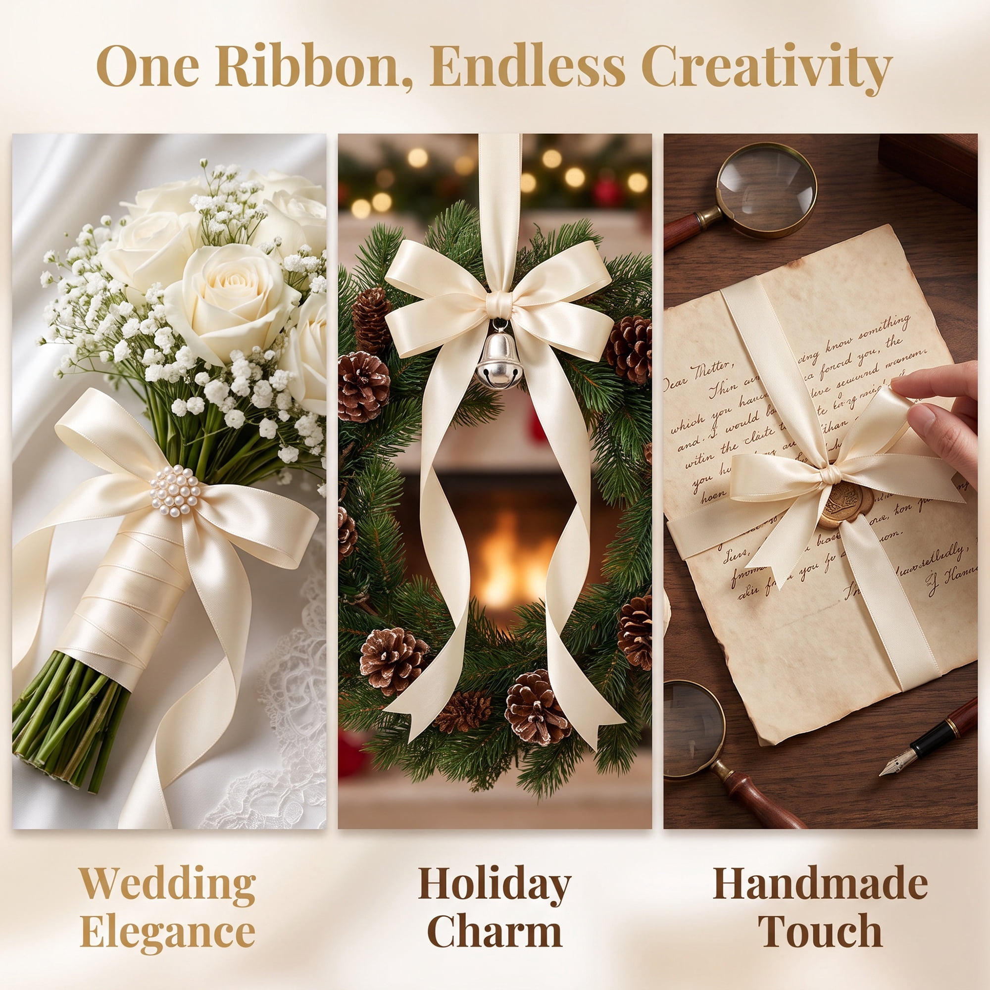 Unique Bargains Elegant Satin Ribbon for Gift Wrapping and Decoration Purposes White