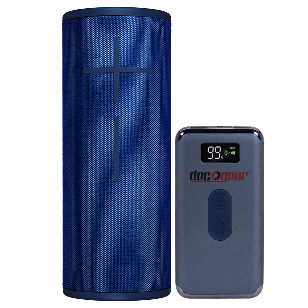 Ultimate Ears 984-001392 MEGABOOM 3 Portable Waterproof Bluetooth Speaker Lagoon Blue Bundle with Deco Gear Power Bank 8000 mAh Digital Display with Wireless Device Charging - Walmart.com - Walmart.com
