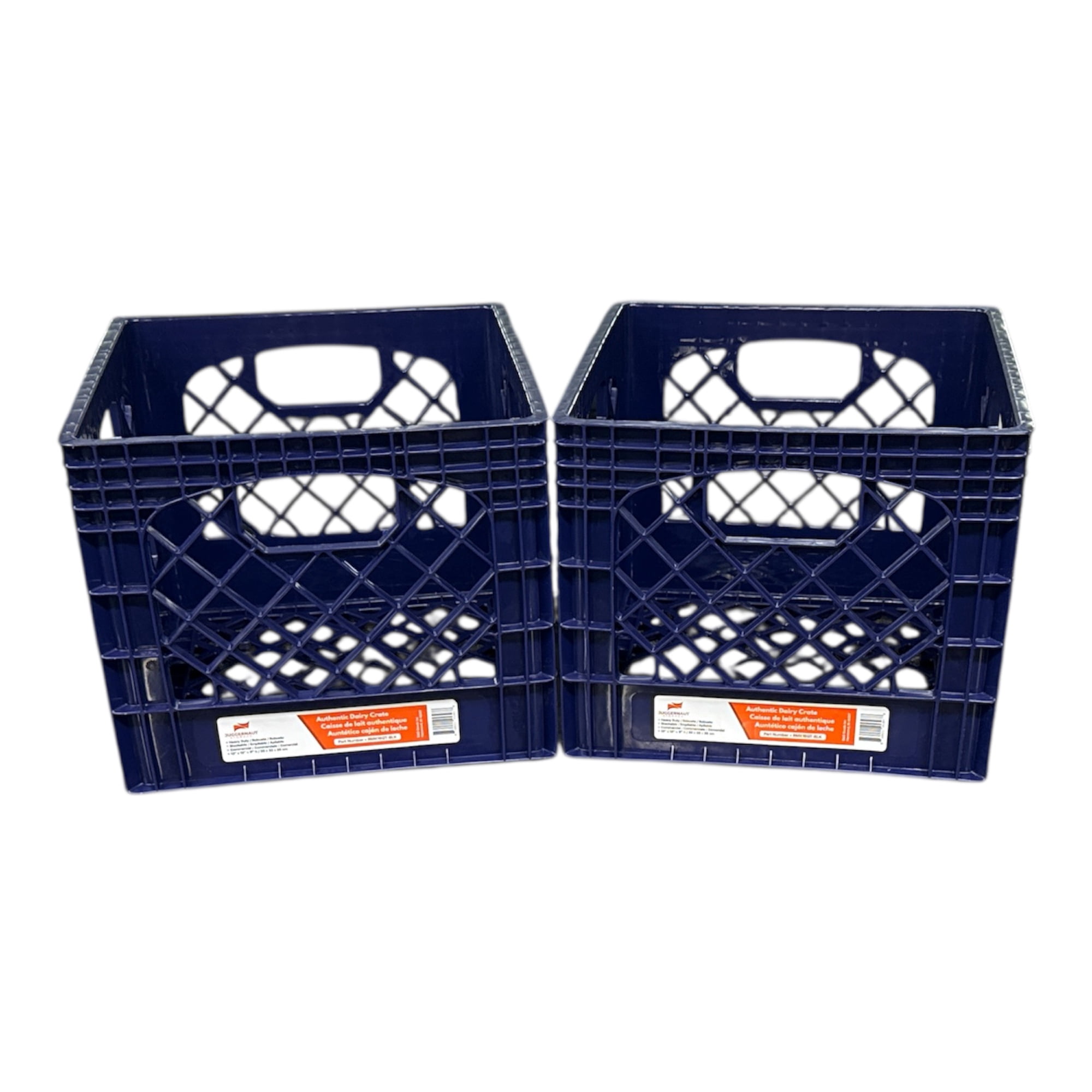 (2 pack) Juggernaut Storage 16QT Heavy-Duty Plastic Square Milk Crate Purple