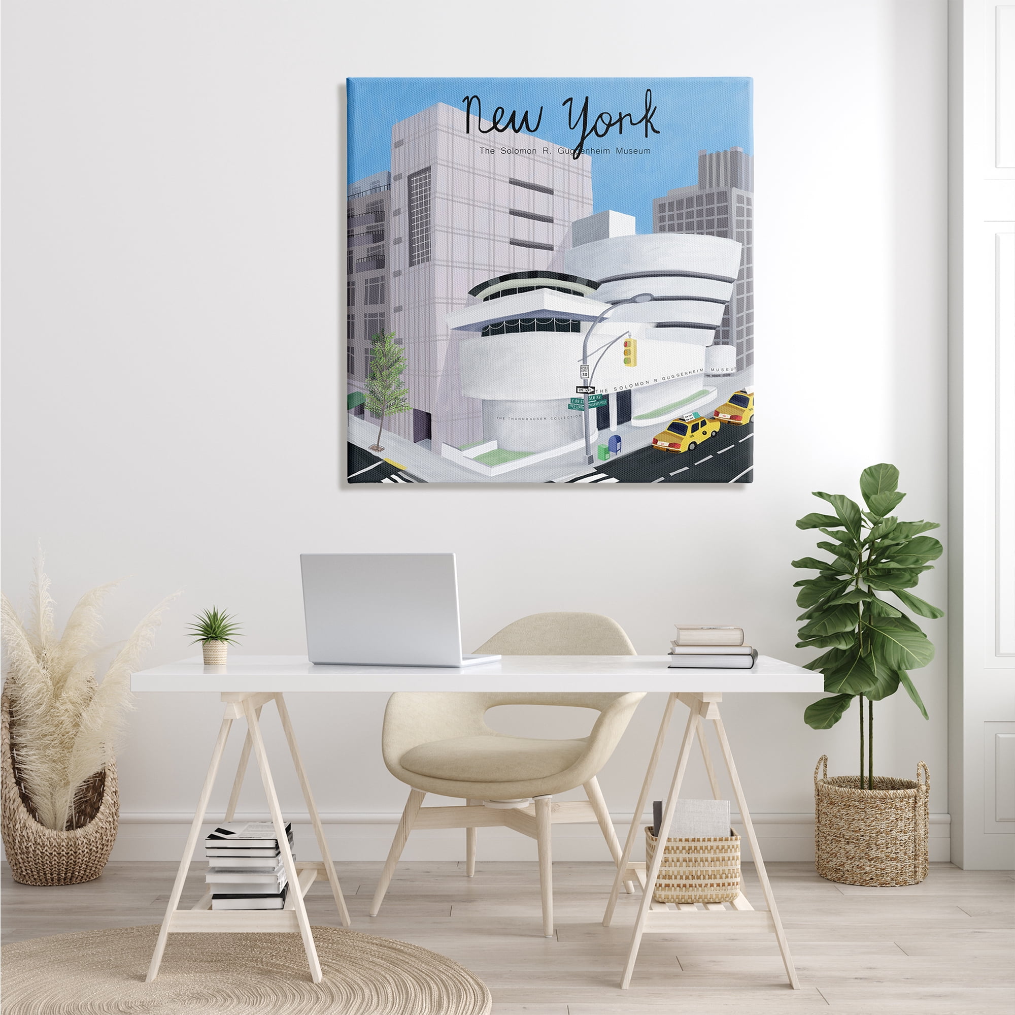 Stupell Industries New York Famous Museum Landmark Modern Architecture Travel & Places Painting Gallery Wrapped Canvas Print Wall Art, 36 x 36