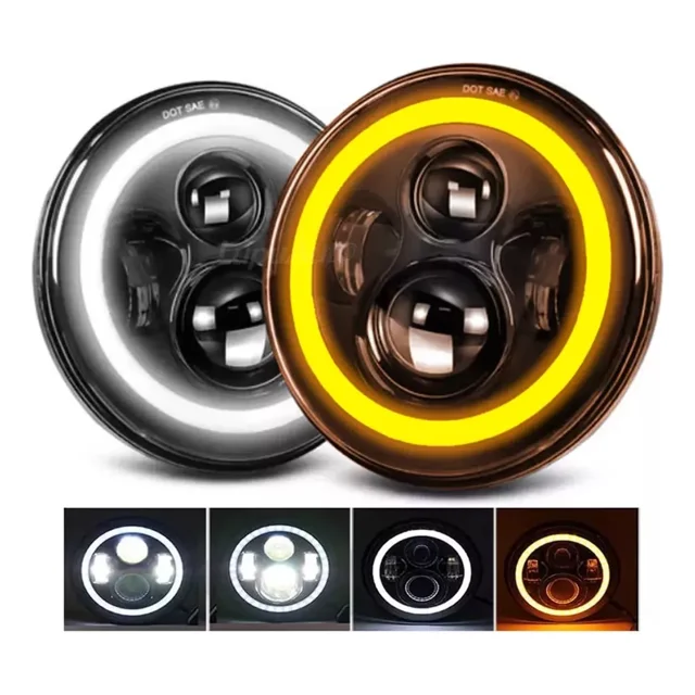2pcs Faro Led 7'' Redondo Para Jeep/moto/ojos De Ángel