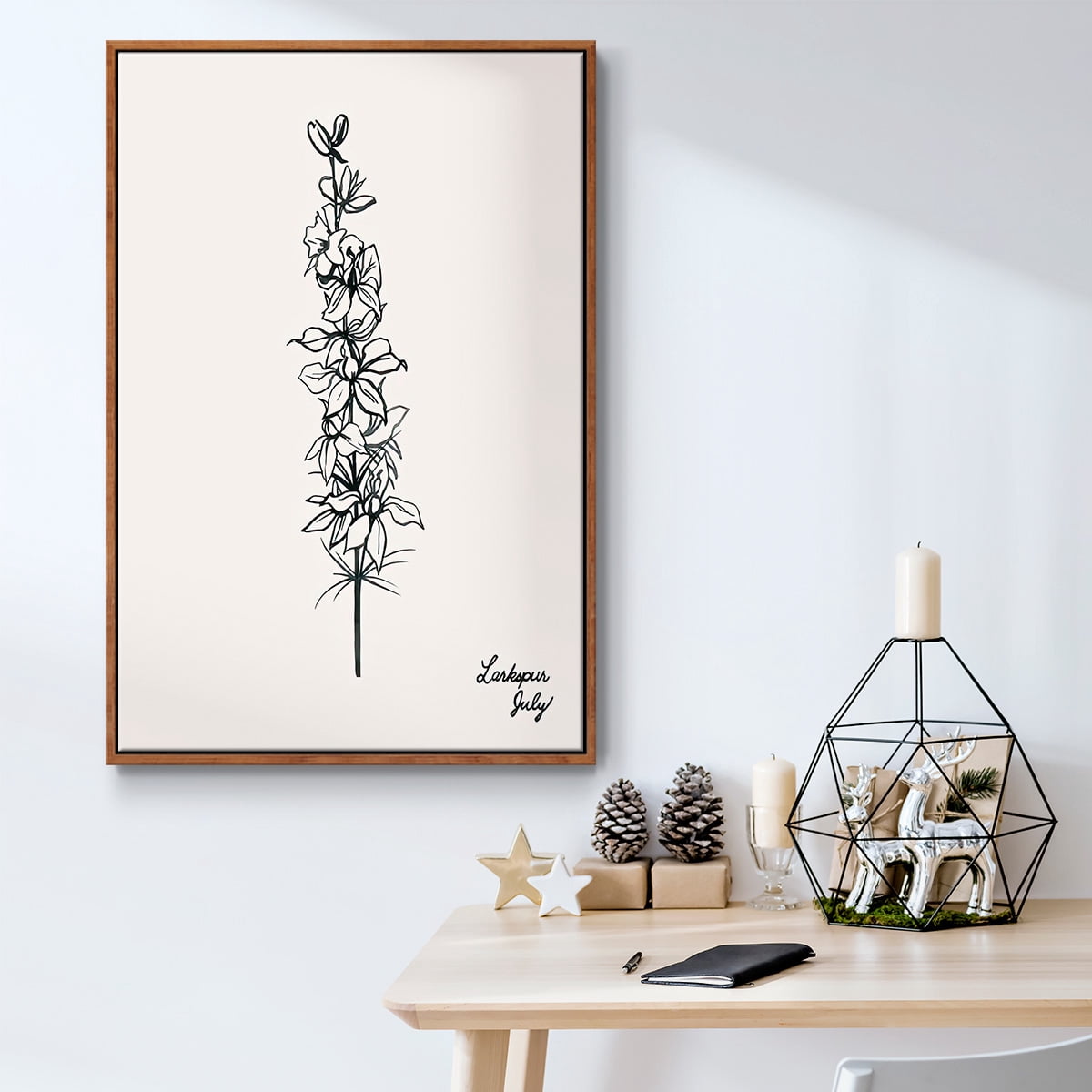 Annual Flowers VII - Framed Gallery Wrapped Holiday Canvas - 25 x 37 - Rosewood Frame