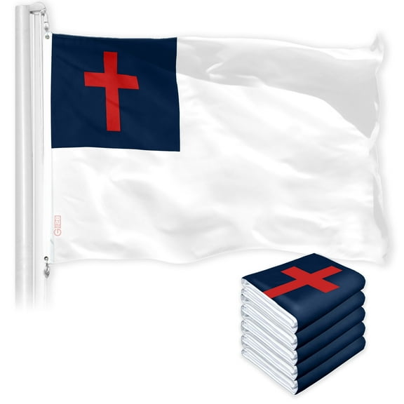 Christian Flag 3x5FT 5-Pack Printed 150D Polyester By G128