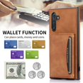 thumbnail image 6 of Design for Samsung Galaxy Note 10 Wallet Case with Tempered Glass Screen Protector PU Leather Credit Card Holder Slot Phone Cases Kickstand Shockproof Protective Cover for Women 6.3 inch Brown, 6 of 14