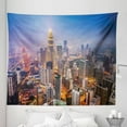 thumbnail image 1 of Urban Tapestry, Modern City Skyline Business District Skyscraper Towers Kuala Lumpur Malaysia, Fabric Wall Hanging Decor for Bedroom Living Room Dorm, 5 Sizes, Orange Yellow Blue, by Ambesonne, 1 of 1