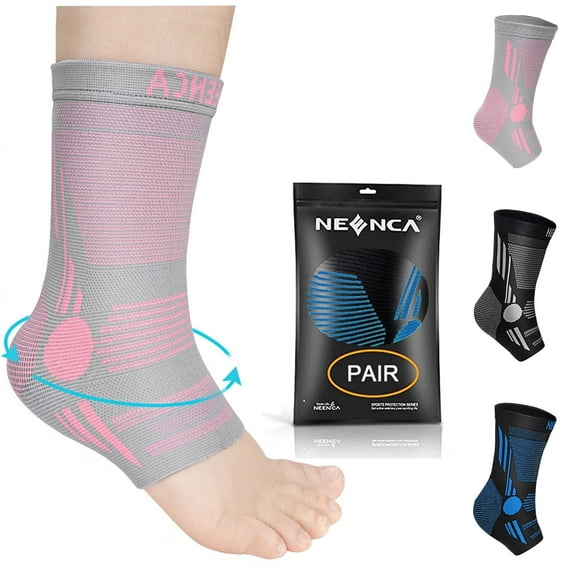 Neenca 2-Pack Ankle Brace Support for Men & Women,Plantar Fasciitis Socks with Arch Support Compression Ankle Support Foot Sleeve,Ligament Damage, Achilles Tendonitis, Sprained Ankle