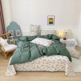 thumbnail image 1 of Green Duvet Cover Prewashed Soft Cotton Edredon Queen Cover Cottagecore Bedding, 1 of 8