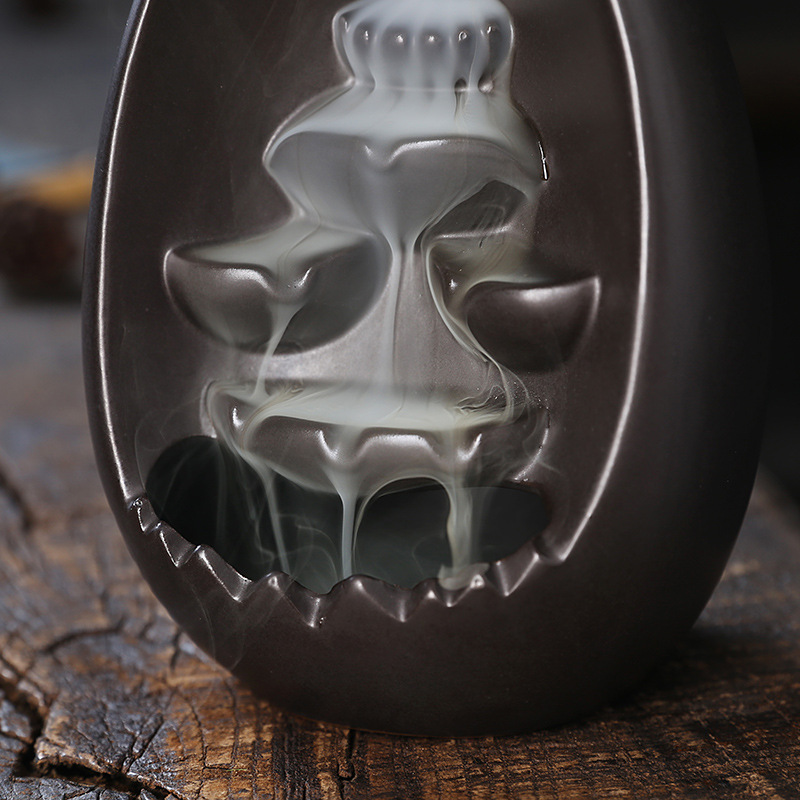 Ncense Burner Incense Holder Ceramic Backflow Incense Burner Creative Alpine Flowing Water Backflow Incense Burner Home Decoration Waterfall Incense Burner (Color : Couple Tiancheng)