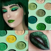 Green Eyeshadow Palette Highly Pigmented, DELANCI 15 Color Matte & Glitter & Shimmer Makeup Pallete,Long Lasting Eye Shadow Palette ,Emerald Green Eyes Makeup for Women and Girl