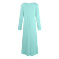 thumbnail image 5 of Women's Plus Size Casual Fashion Solid Color Round Neck Long Sleeve Pocket Tie-Waist Swing Dress - Light Blue XXL, 5 of 6