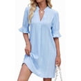thumbnail image 2 of Summer Dresses for Women V Neck Short Sleeve Casual Shift Dress Sky Blue XXL, 2 of 9