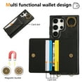 thumbnail image 4 of for Samsung Galaxy S23 Ultra Wallet Case with Card Slots, Hand Wrist Strap Rotate Ring Design, Finger Grip Ring PU Leather Magnetic Button Shockproof Purse Phone Cover for Galaxy S23 Ultra, Black, 4 of 7