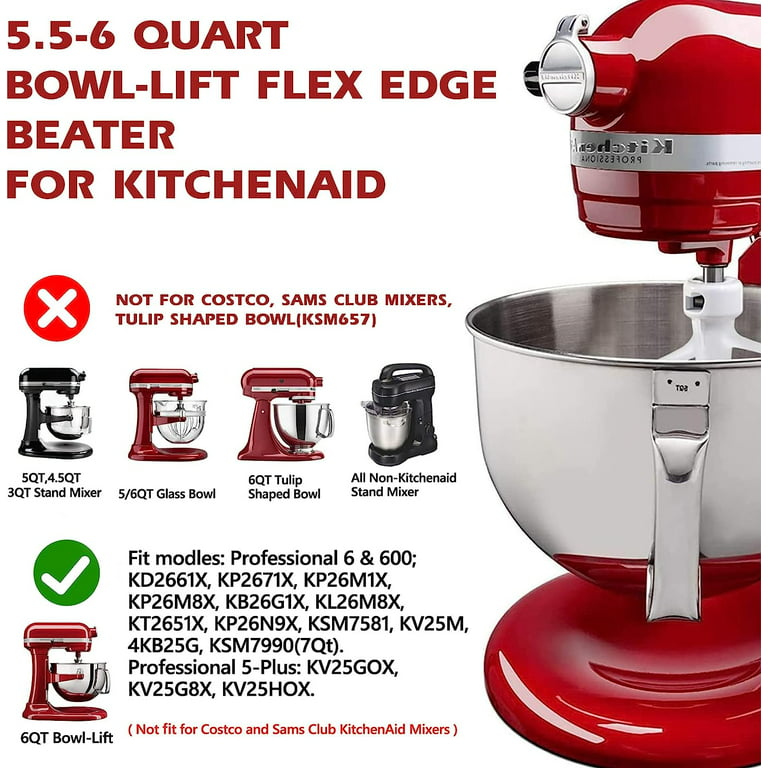 Flex Edge Beater Compatible with KitchenAid 4.5-5 Qt Tilt-head Stand Mixer， Beater With Silicone Edges 