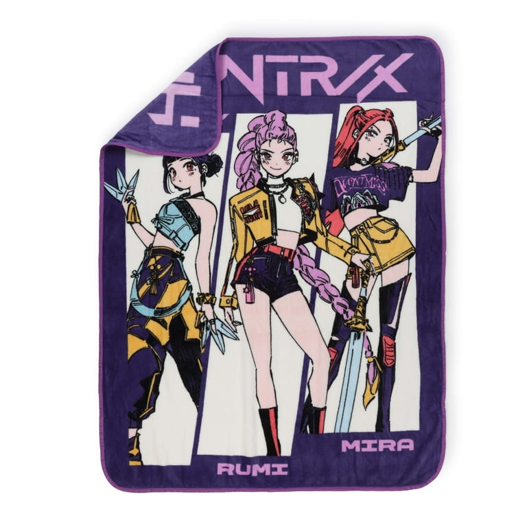 KPOP Demon Hunters Kids Throw Blanket Featuring Zoey, Rumi, & Mira