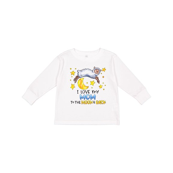 Inktastic I Love My Mom to the Moon and Back Cute Sheep Boys or Girls Long Sleeve Toddler T-Shirt