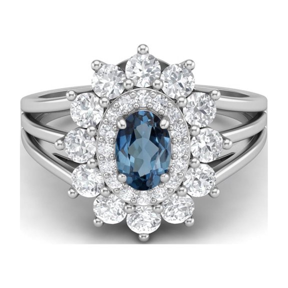 Mooneye 4.03 Ctw Oval Shape London Blue Topaz 925 Sterling Silver Solitaire Mother's Day Gift Ring