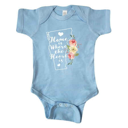 

Inktastic Vermont Home is Where The Heart is with Watercolor Floral Gift Baby Girl Bodysuit