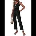 thumbnail image 2 of Elegantes de Verano para Mujer, Sin Mangas, con Cuello en U, Informales, de Pierna y Pantalones Largos 2025, Negro, Talla XL, 2 of 9